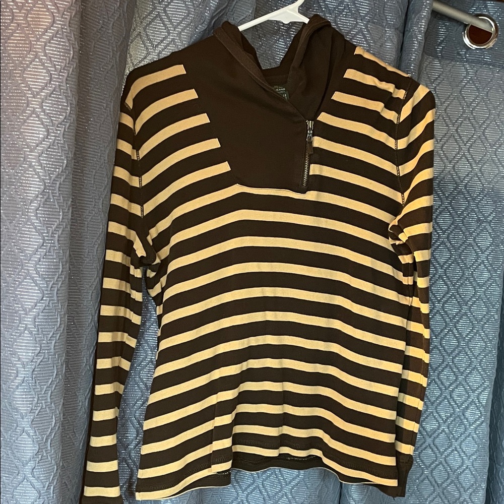 Striped Hooded Pullover - Black & yellow